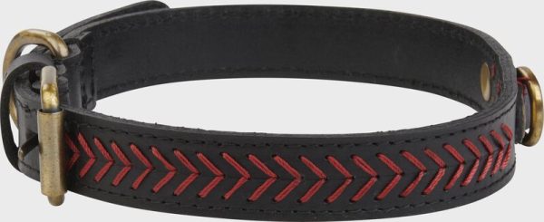Rawlings Baseball Stitch Leather Dog Collar
